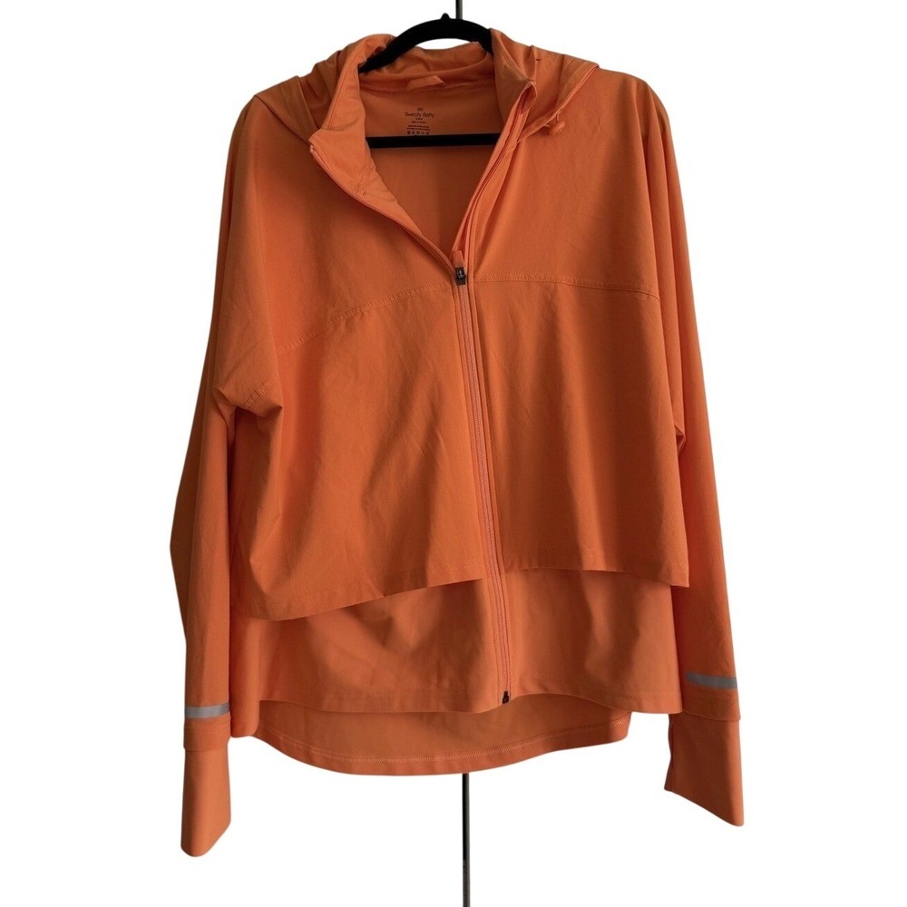 Sweaty Betty Fast Track Running‎ Jacket Orange Hooded Full Zip XXL Reflective